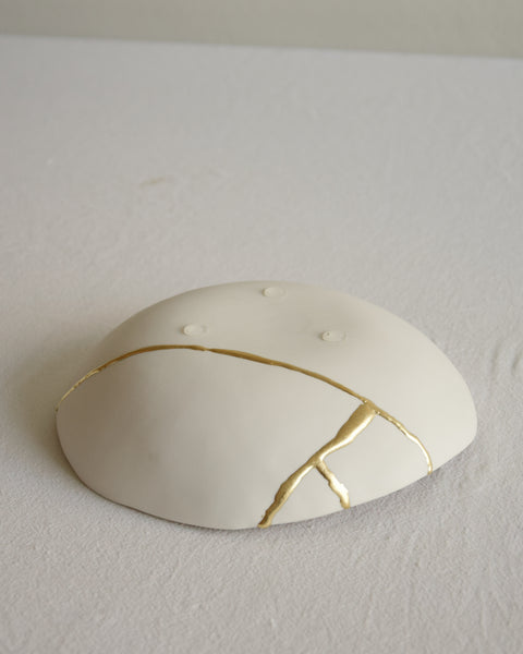Kintsugi bowl, white porcelain and gold leaf | Ready to ship