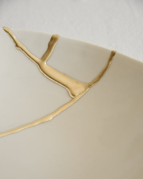 Kintsugi bowl, white porcelain and gold leaf | Ready to ship