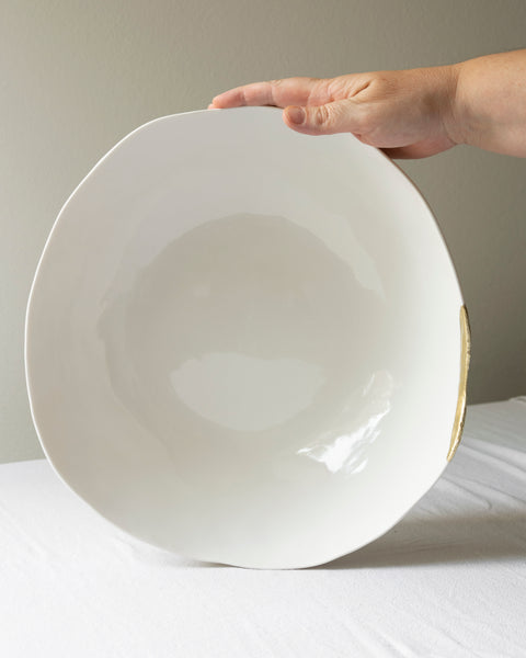 Kintsugi maxi bowl, white porcelain and gold leaf | Ready to ship