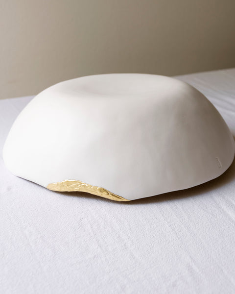 Kintsugi maxi bowl, white porcelain and gold leaf | Ready to ship
