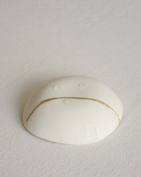 Kintsugi bowl, ring dish size, white porcelain and gold leaf | Ready to ship