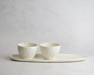 'Cups and tray set' white porcelain | ready to ship