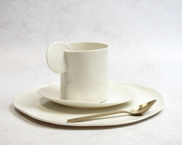 'Mug for Breakfast' white porcelain set | Ready to ship