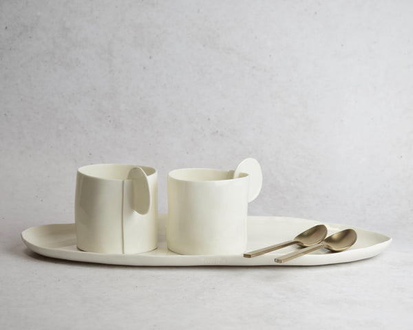 Set tazze da tè con vassoio ovale | Disponibilità immediata