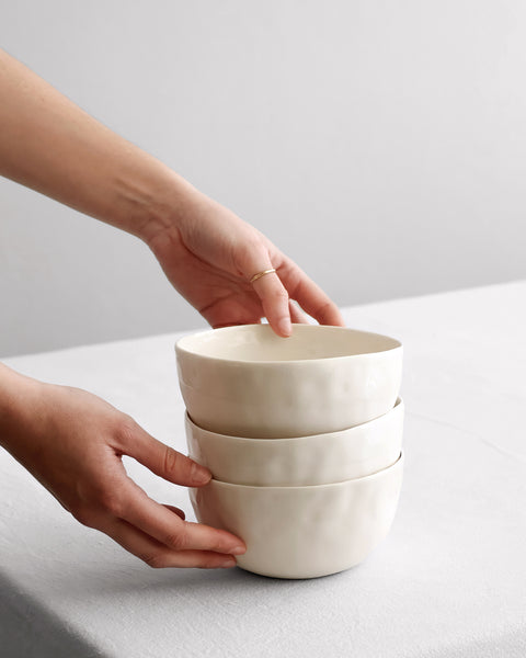 Breakfast bowl and plate set, white porcelain | Ready to ship