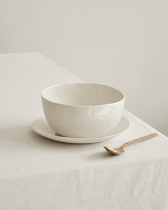 Breakfast bowl and plate set, white porcelain | Ready to ship