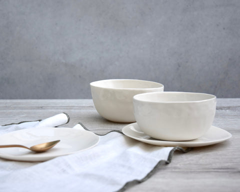 Breakfast bowl and plate, white porcelain | pre-order