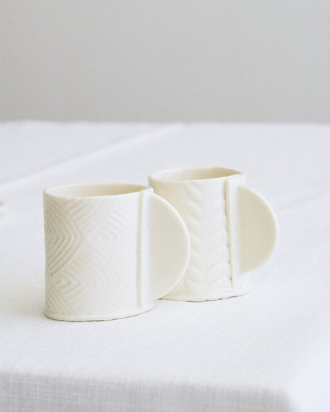 Set da 2 Tazzine da espresso con piattino, porcellana bianca | Collezione Grafie