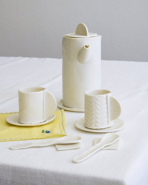 Set da 2 Tazzine da espresso con piattino, porcellana bianca | Collezione Grafie