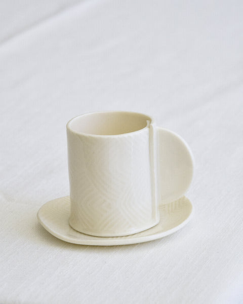 Tazzina da espresso con piattino, porcellana bianca | Collezione Grafie
