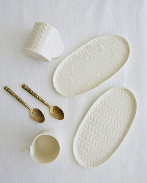Set da 2 Tazzine da espresso con piattino ovale, porcellana bianca | Collezione Grafie