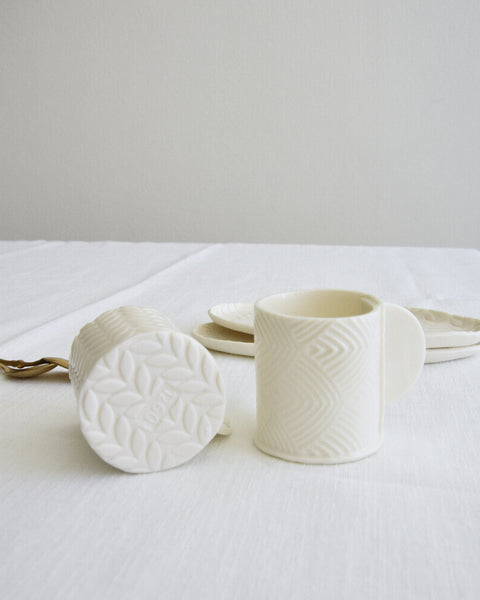 Set da 2 Tazzine da espresso con piattino, porcellana bianca | Collezione Grafie