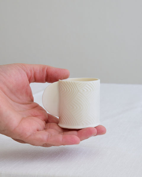 Set da 2 Tazzine da espresso con piattino ovale, porcellana bianca | Collezione Grafie