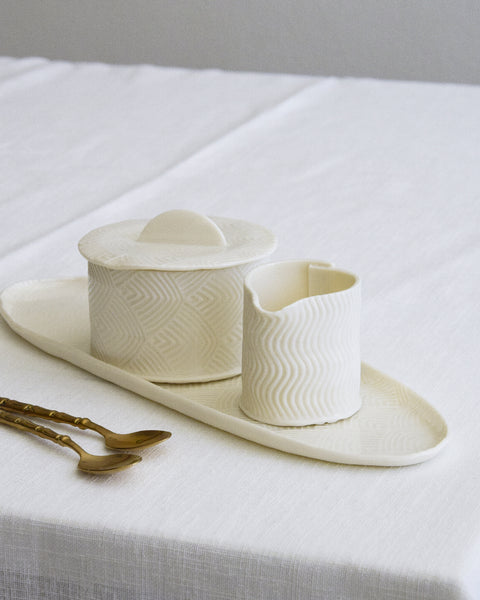 Sugar bowl with lid, white porcelain | Grafie collection