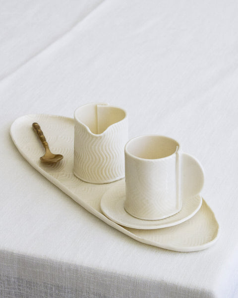 Oval tray, white porcelain | Grafie collection