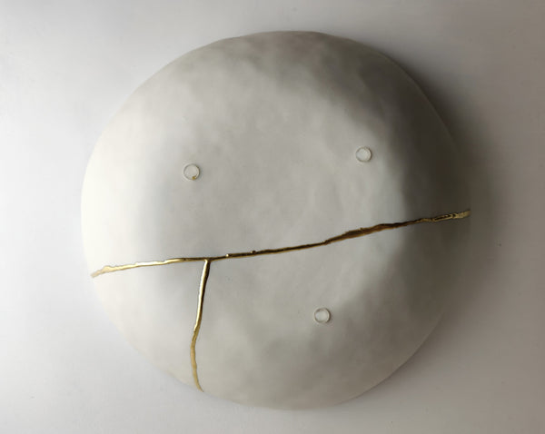 Kintsugi maxi bowl, white porcelain and gold leaf | Ready to ship