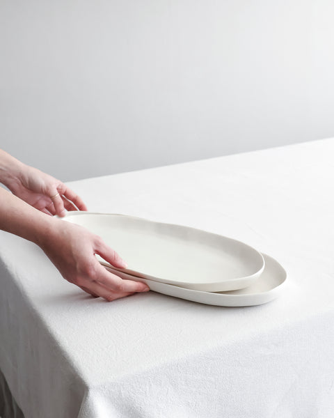 XL and XXL oval serving tray, white porcelain | Ready to ship