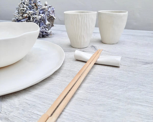 Chopstick rest, white porcelain | ready to ship