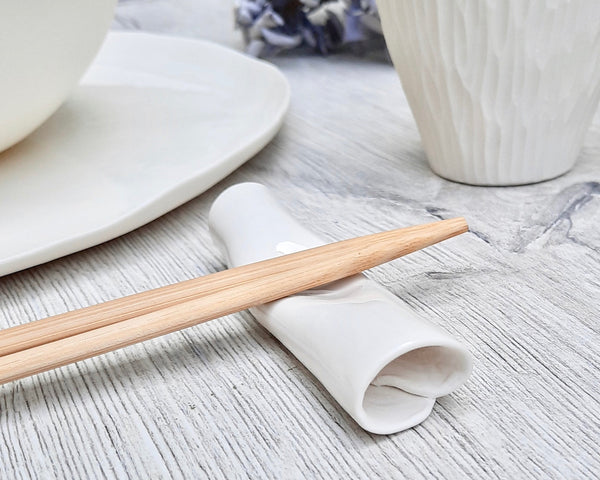 Chopstick rest, white porcelain | ready to ship