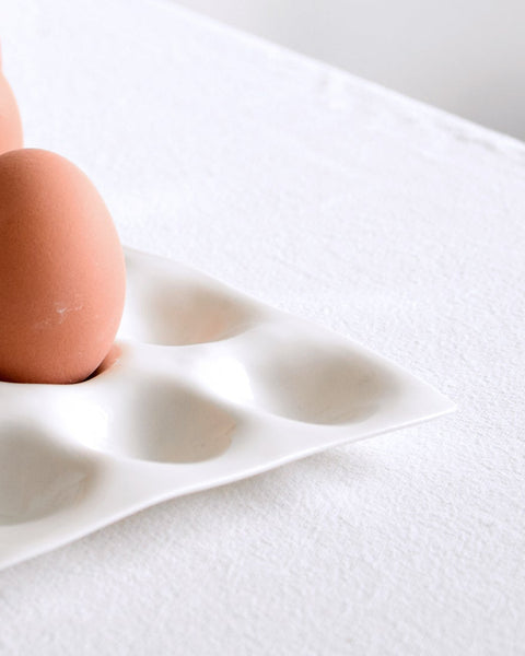 Egg tray for 12 eggs, white porcelain | Ready to ship