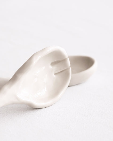 Posate per insalata, porcellana bianca | disponibilità immediata