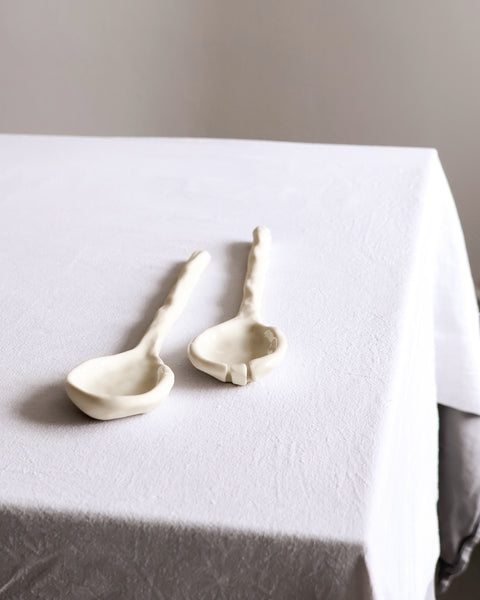 Posate per insalata, porcellana bianca | disponibilità immediata