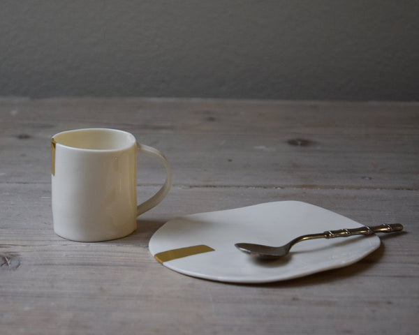 Espresso Cup, white porcelain and gold luster | Ready to ship