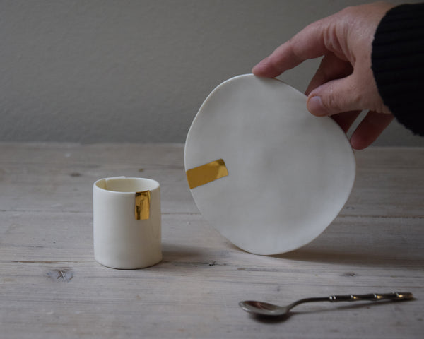 Espresso Cup, white porcelain and gold luster | Ready to ship