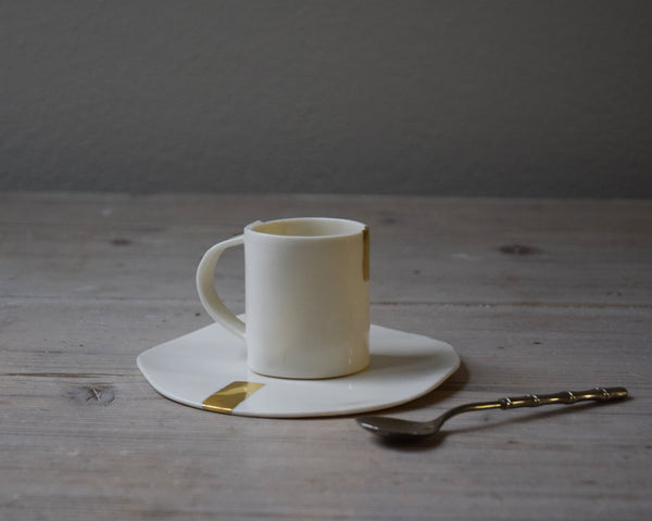 Espresso Cup, white porcelain and gold luster | Ready to ship