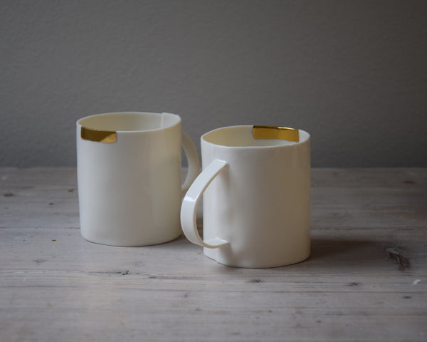 Extra Large Tea Cups, white porcelain and gold luster | Ready to ship