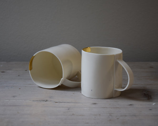 Extra Large Tea Cups, white porcelain and gold luster | Ready to ship