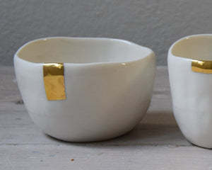 Cups, white and grey porcelain with gold | Ready to ship