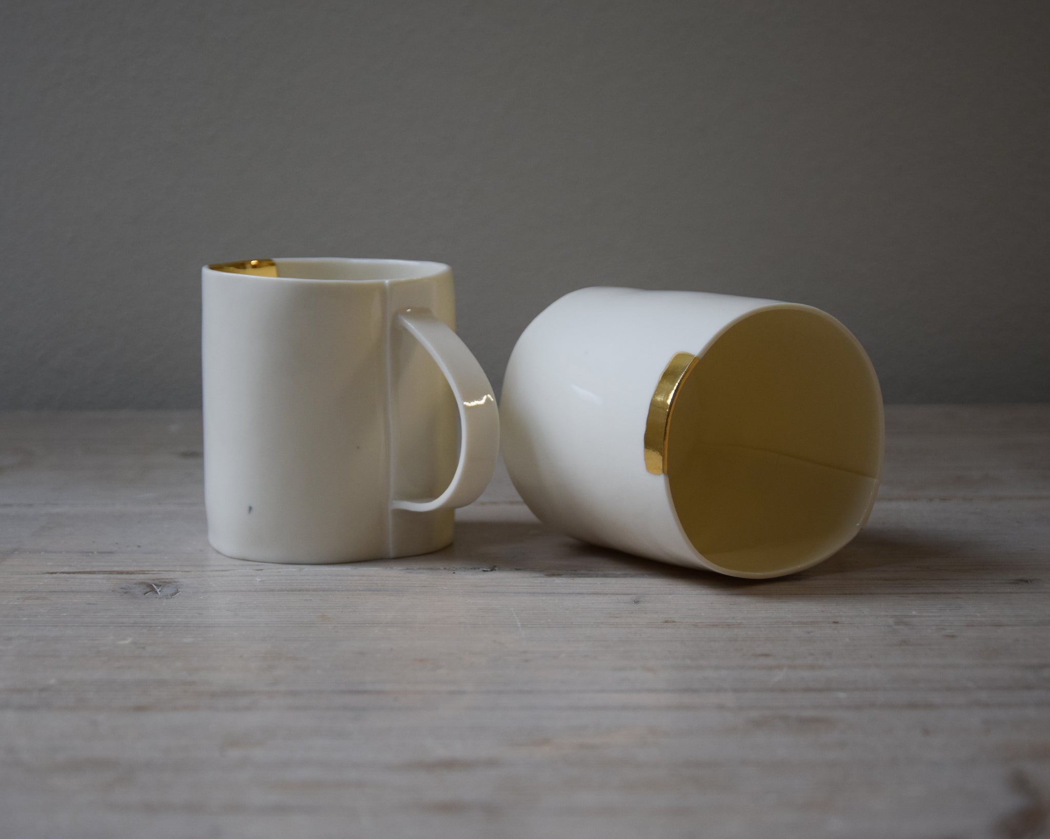 Extra Large Tea Cups, white porcelain and gold luster | Ready to ship