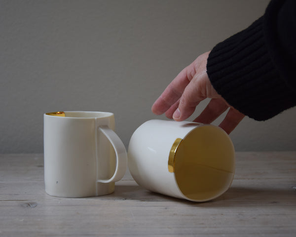 Extra Large Tea Cups, white porcelain and gold luster | Ready to ship