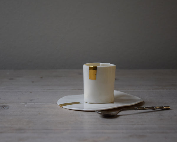Espresso Cup, white porcelain and gold luster | Ready to ship
