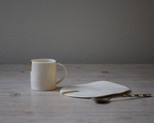 Espresso Cup, white porcelain and gold luster | Ready to ship