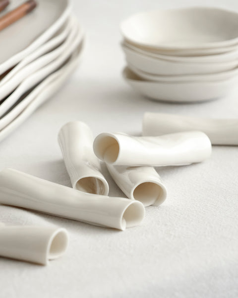 Chopstick rest, white porcelain | Ready to ship