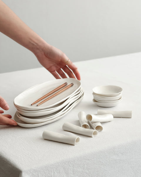 Chopstick rest, white porcelain | Ready to ship
