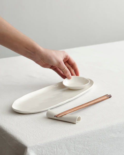 Chopstick rest, white porcelain | Ready to ship