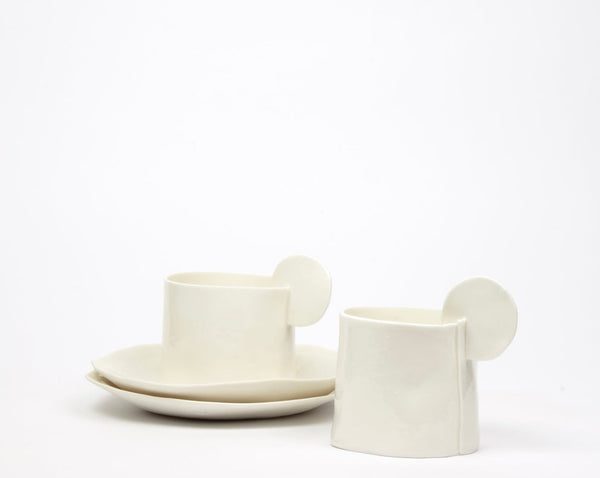 'Tea for breakfast' set, white porcelain | Ready to ship