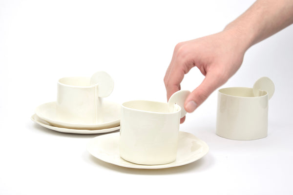 Tea set with oval tray, white porcelain | Ready to ship
