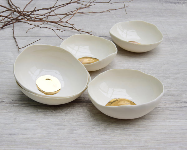 Golden Bowls, white porcelain and gold | Ready to ship