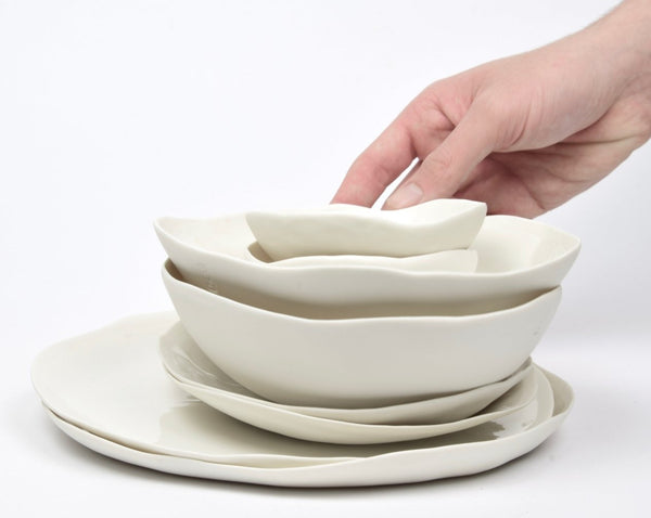 set piatti, porcellana bianca | ordine prestabilito