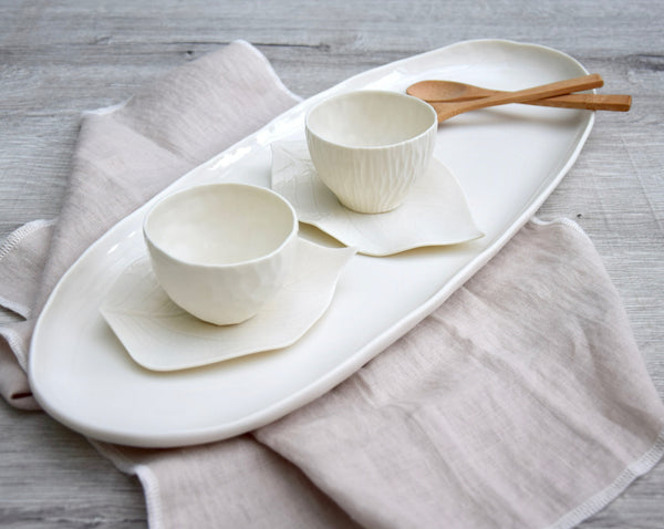 XL and XXL oval serving tray, white porcelain | Ready to ship