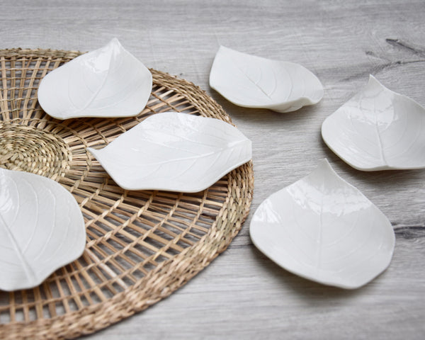 Leaf plate, white porcelain | Ready to ship