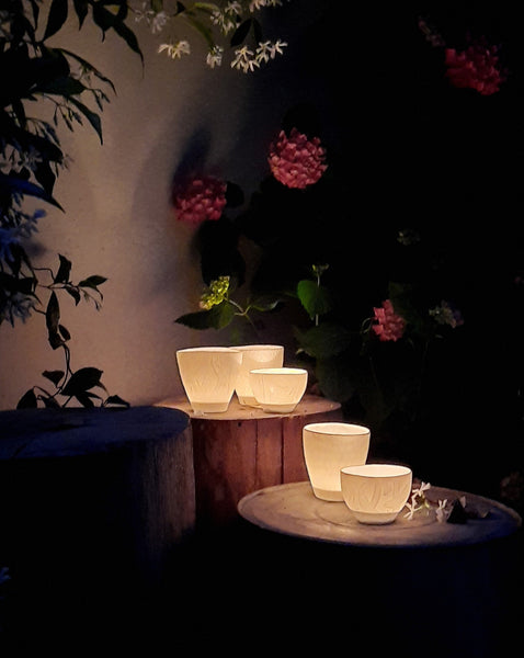 Tealight candle holders, white porcelain | ready to ship