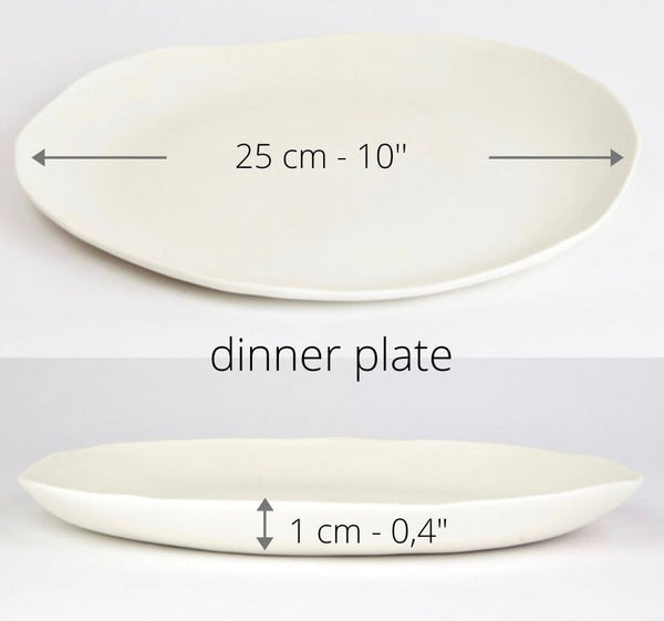Dinner plates 25cm (10''), white porcelain | Ready to ship