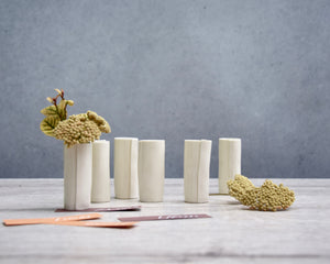 Small single flower vase, handmade white porcelain | Ready to ship